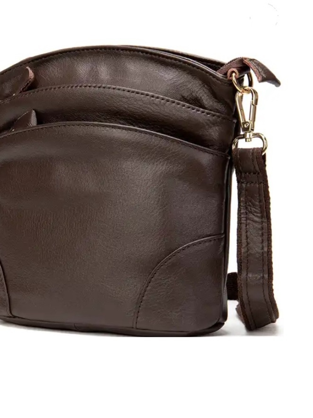 Brand new Classic Brown genuine Leather Crossbody Bag for Men